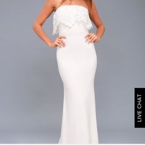 NWT Lulus Birdy White Lace Maxi | size M
